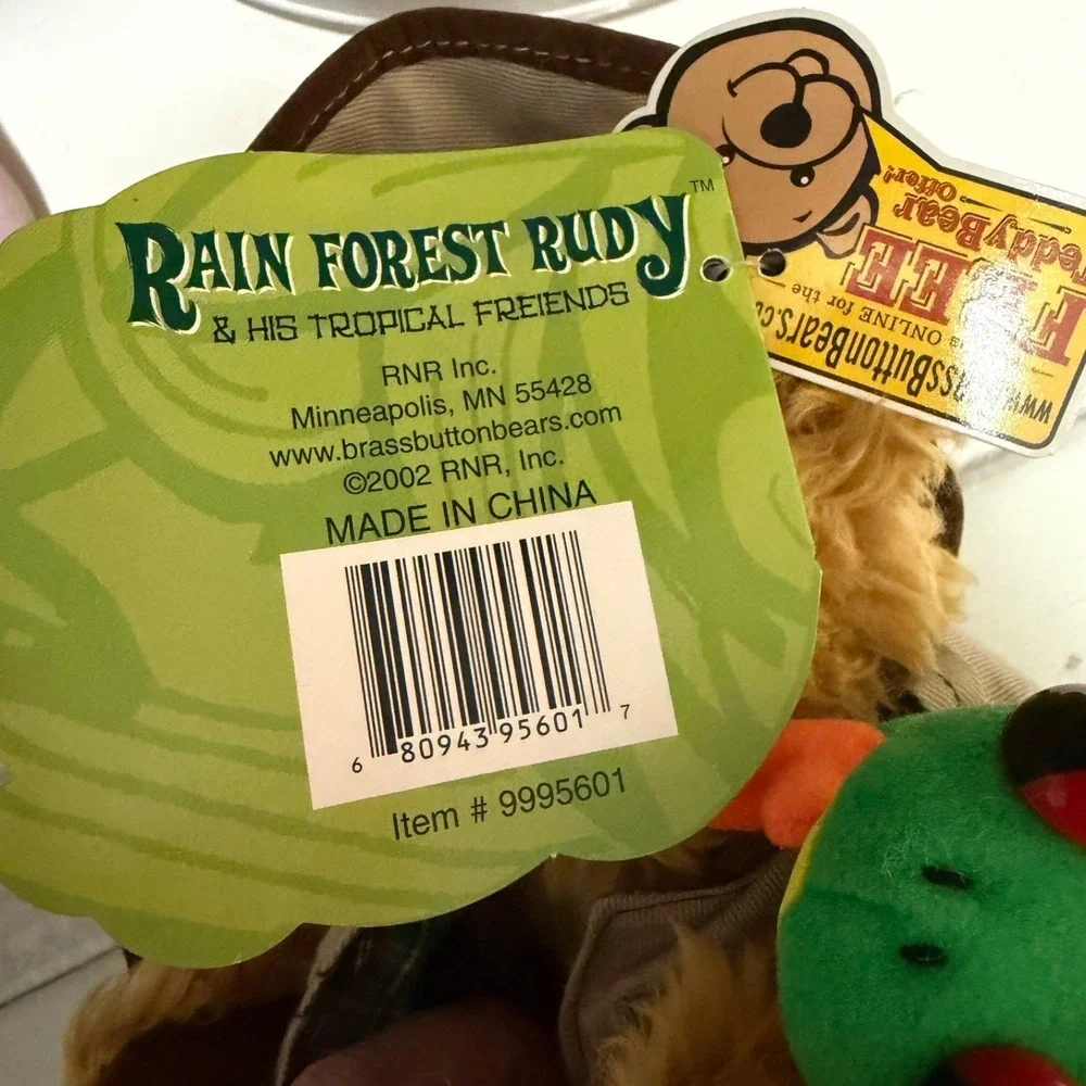 Vtg‎ Y2K Deadstock Rain Forest Rudy Teddy Bear Ranger Plush Stuffed Animal NWT